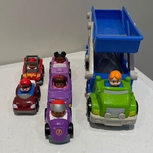Little People Wheelies x5 with Go Go Carrier Hauler which